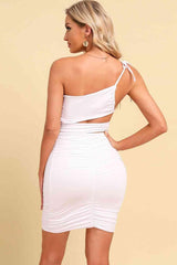 Ruched Cutout One-Shoulder Bodycon Dress - 808Lush