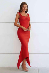 Ruched Sweetheart Neck Hem Detail Dress - 808Lush