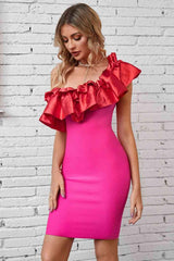 Ruffled One-Shoulder Bodycon Dress - 808Lush