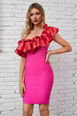 Ruffled One-Shoulder Bodycon Dress - 808Lush