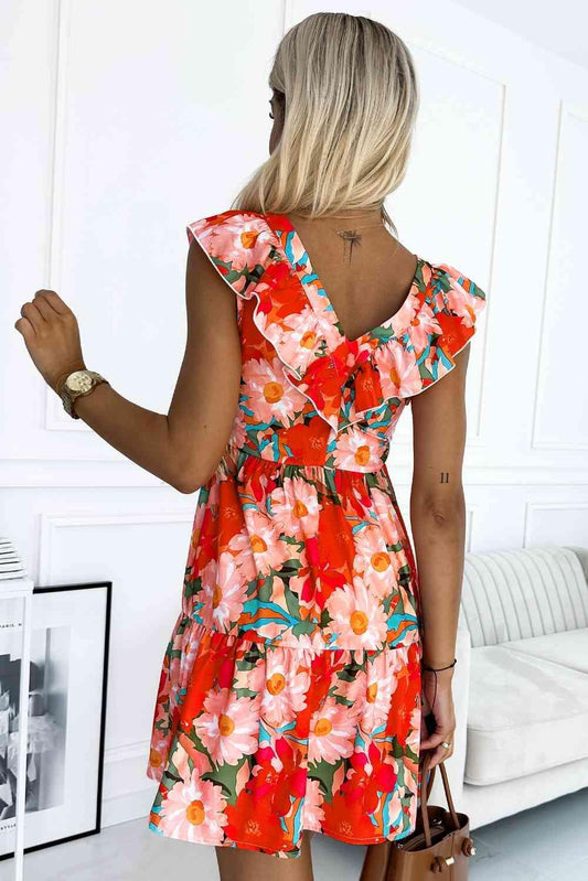 Ruffled V-Neck Mini Dress - 808Lush