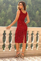 Sequin Sleeveless Slit Dress - 808Lush