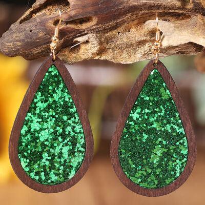 Sequin Wood Teardrop Earrings - 808Lush