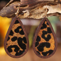 Sequin Wood Teardrop Earrings - 808Lush