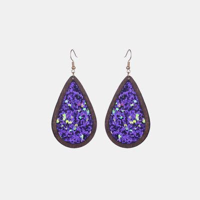 Sequin Wood Teardrop Earrings - 808Lush