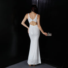 Sequined Evening Party Dress Long Cocktail Slim Fishtail Elegant Ladies Party Annual Meeting Host - 808Lush