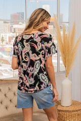 Sew In Love Full Size Paisley Print Round Neck Short Sleeve T-Shirt - 808Lush