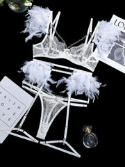 Sexy Lingerie-Lace Feather Sexy Lingerie Four-piece Set - 808Lush