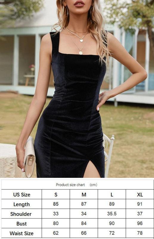 Sexy Open Square Neck Package Hip Dress Slim Temperament Dress - 808Lush