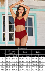 Sexy Stretch Gathered Without Underwire Adjustment Shoulder Strap Top & High Waist Bikini Set - 808Lush