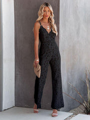 Sexy Temperament Elegant Lace Jumpsuit Mid Waist Casual Pants Smooth Lining - 808Lush