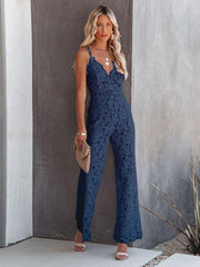 Sexy Temperament Elegant Lace Jumpsuit Mid Waist Casual Pants Smooth Lining - 808Lush