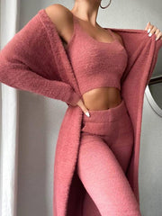 Sexy V-neck plush short vest and trousers three-piece suit - 808Lush