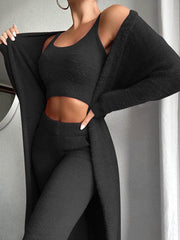 Sexy V-neck plush short vest and trousers three-piece suit - 808Lush