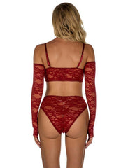 Sexy lingerie, lace transparent with gloves, one-piece home wear - 808Lush