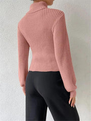 Sexy loose versatile sweater turtleneck hollow sweater outer top - 808Lush