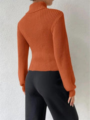 Sexy loose versatile sweater turtleneck hollow sweater outer top - 808Lush