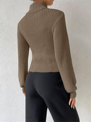 Sexy loose versatile sweater turtleneck hollow sweater outer top - 808Lush