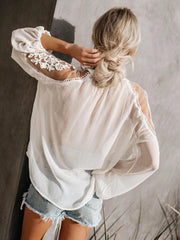 Sexy see-through V-neck lace shirt shirt - 808Lush