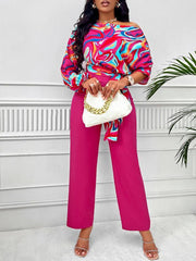 Sexy slanted shoulder shirt and pants suit for women - 808Lush