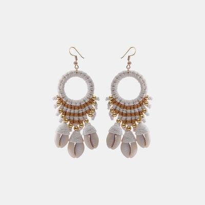 Shell Cotton Cord Brass Dangle Earrings - 808Lush