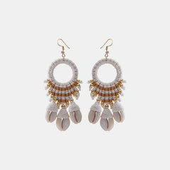 Shell Cotton Cord Brass Dangle Earrings - 808Lush