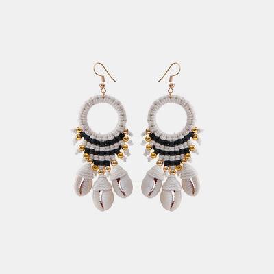 Shell Cotton Cord Brass Dangle Earrings - 808Lush