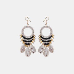 Shell Cotton Cord Brass Dangle Earrings - 808Lush