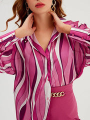 Shirt Vertical Stripe Loose Cardigan Digital Printing Personality Street Shirt - 808Lush