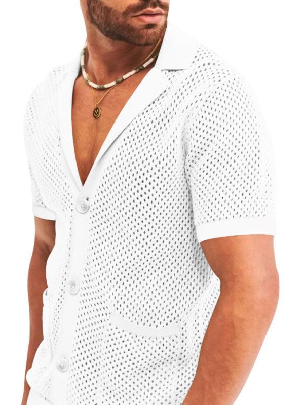 Short-sleeved shorts Knit lapel cardigan Short-sleeved men's suit - 808Lush