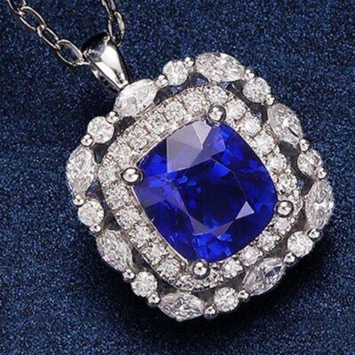 Silver-Plated Artificial Gemstone Pendant Necklace - 808Lush