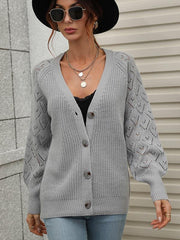 Single Breasted Solid Knit Cardigan Oversized Sweater - 808Lush