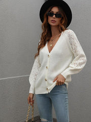 Single Breasted Solid Knit Cardigan Oversized Sweater - 808Lush