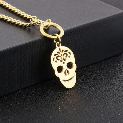 Skull Shape Double-Layered Pendant Necklace - 808Lush