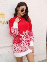 Snowflake Pattern Sweater Dress - 808Lush