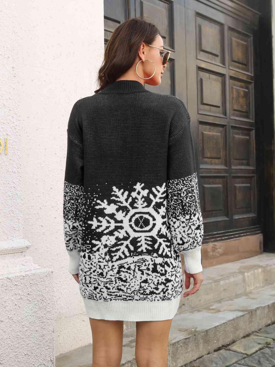 Snowflake Pattern Sweater Dress - 808Lush