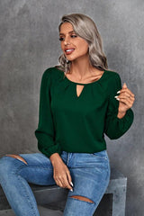 Solid Classic Casual Gathered Long Sleeve Shirt - 808Lush