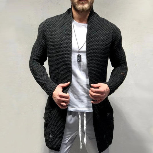 Men Cardigan Knitted Jacket Mid-Length Loose - 808Lush