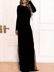 Split Backless Long Sleeve Dress - 808Lush