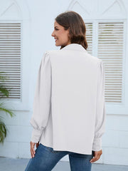 Spring and autumn chiffon shirt women's shirt pleated long-sleeved top - 808Lush