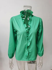 long-sleeved ruffled shirt women's shirt - 808Lush