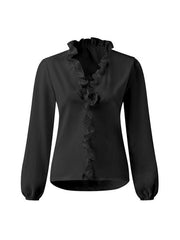 long-sleeved ruffled shirt women's shirt - 808Lush