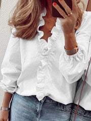 long-sleeved ruffled shirt women's shirt - 808Lush