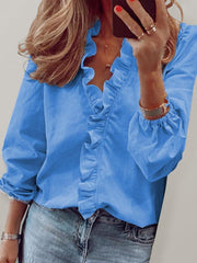 long-sleeved ruffled shirt women's shirt - 808Lush