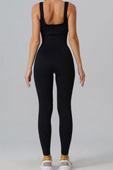 Square Neck Wide Strap Active Jumpsuit - 808Lush