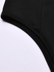 Square neck sexy backless long sleeve bodysuit - 808Lush