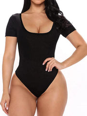 Square neck sexy backless short-sleeved bodysuit - 808Lush