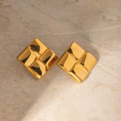 Stainless Steel 18K Gold-Plated Square Stud Earrings - 808Lush