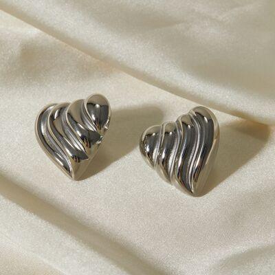 Stainless Steel Heart Shape Stud Earrings - 808Lush