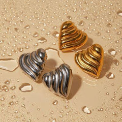 Stainless Steel Heart Shape Stud Earrings - 808Lush